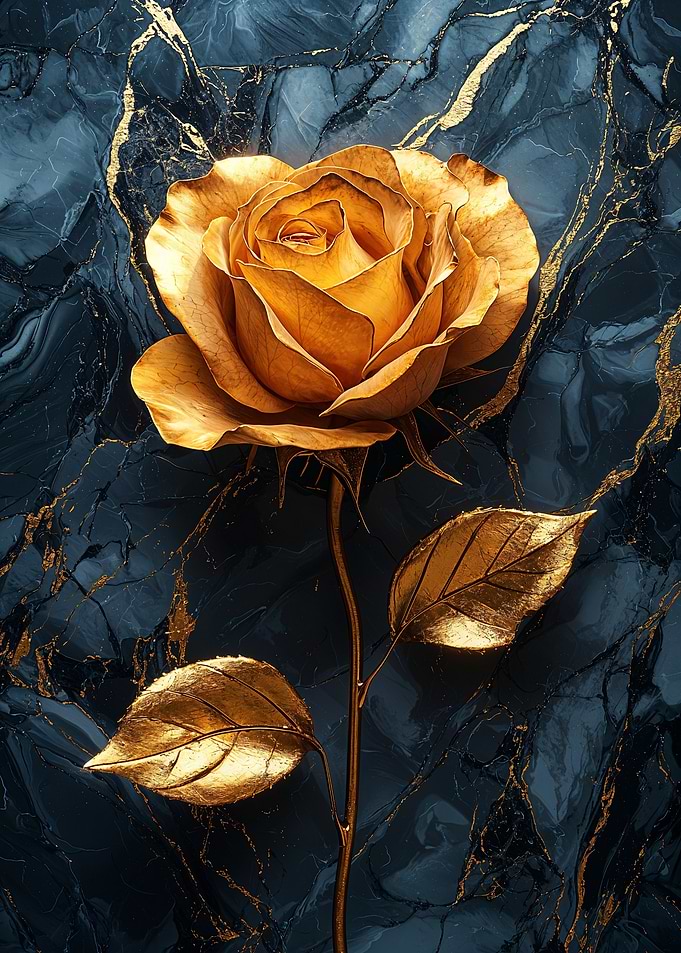 Golden Rose on Marble