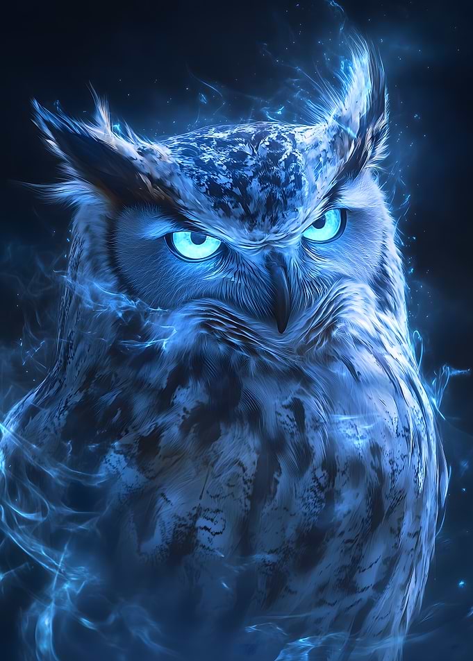 Blue Fire Owl neon