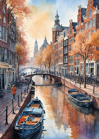 Canal Scene in Amsterdam