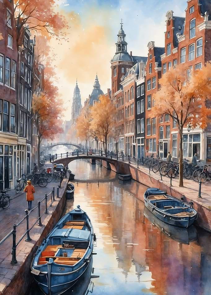 Canal Scene in Amsterdam