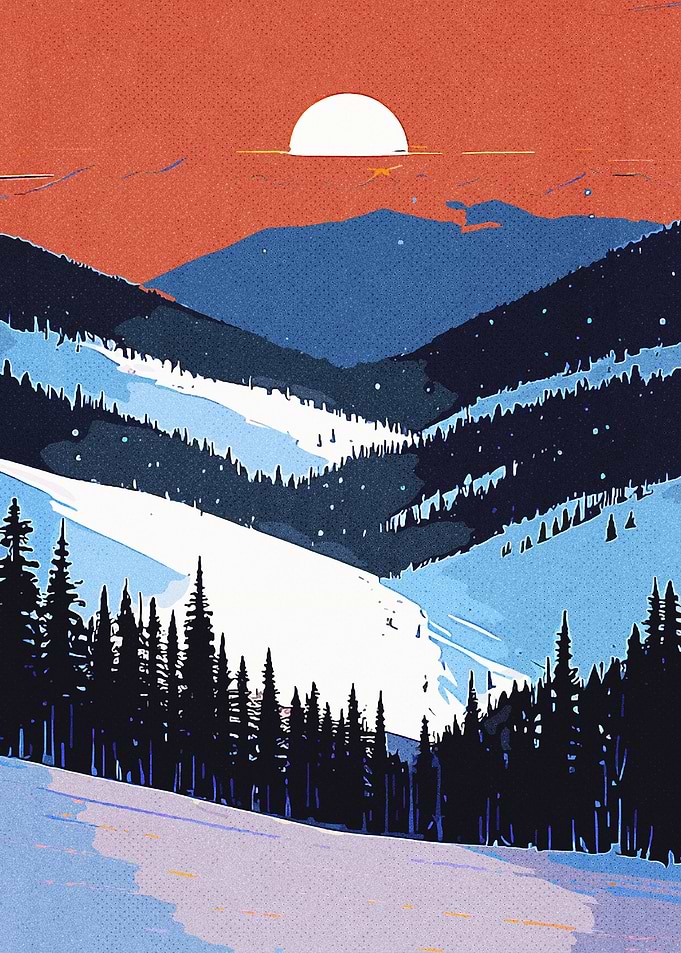 Snowy Mountain Sunset