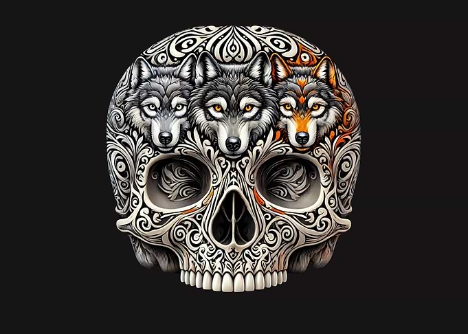 Wolf Skull Tattoo