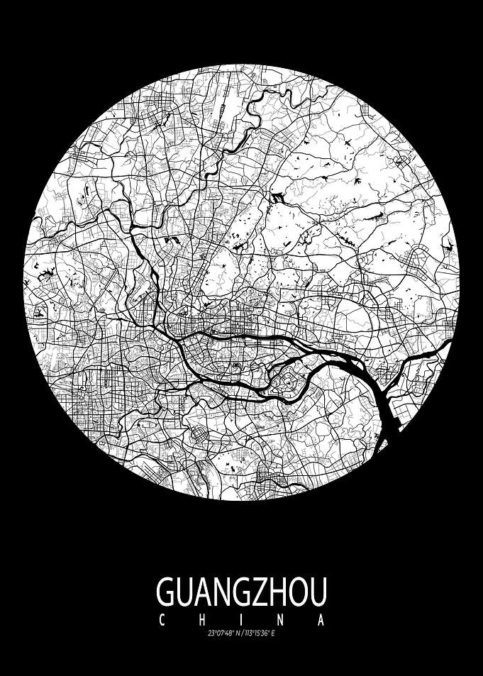 Guangzhou City Map China Full Moon