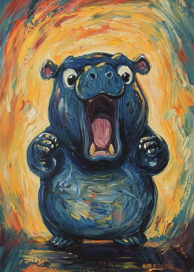 Screaming Hippo Painting