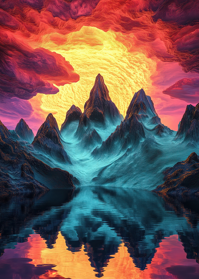 Mountain Sunset Reflection