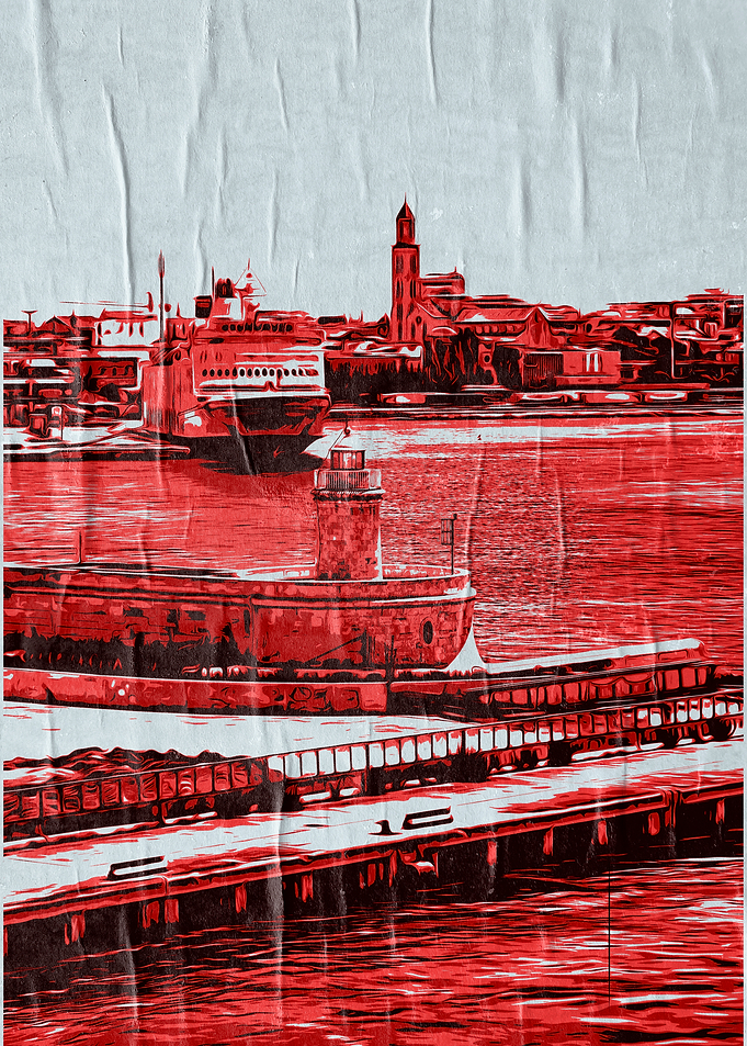 Red Harbor Cityscape Porto di bari
