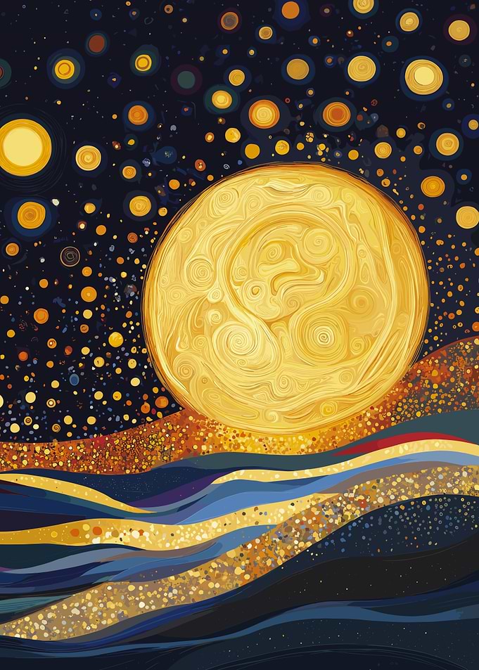 Golden Moon Night Sky