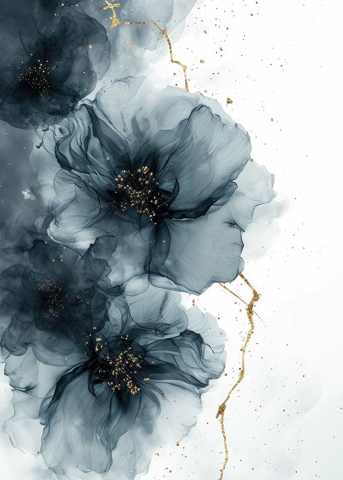 Abstract Floral Art Dark And Gold