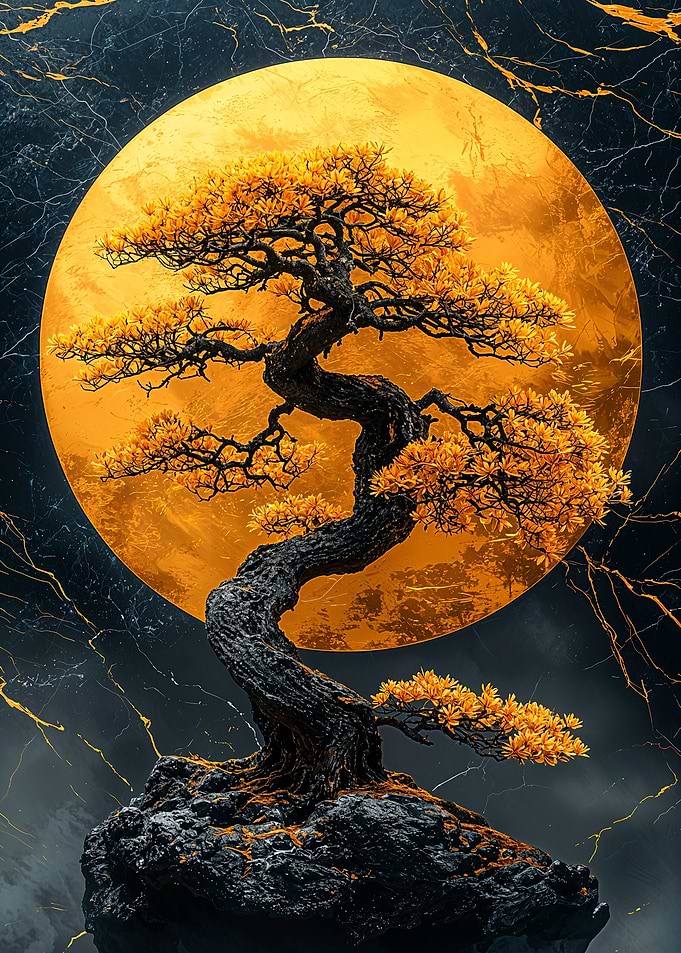 Bonsai Tree and Moon