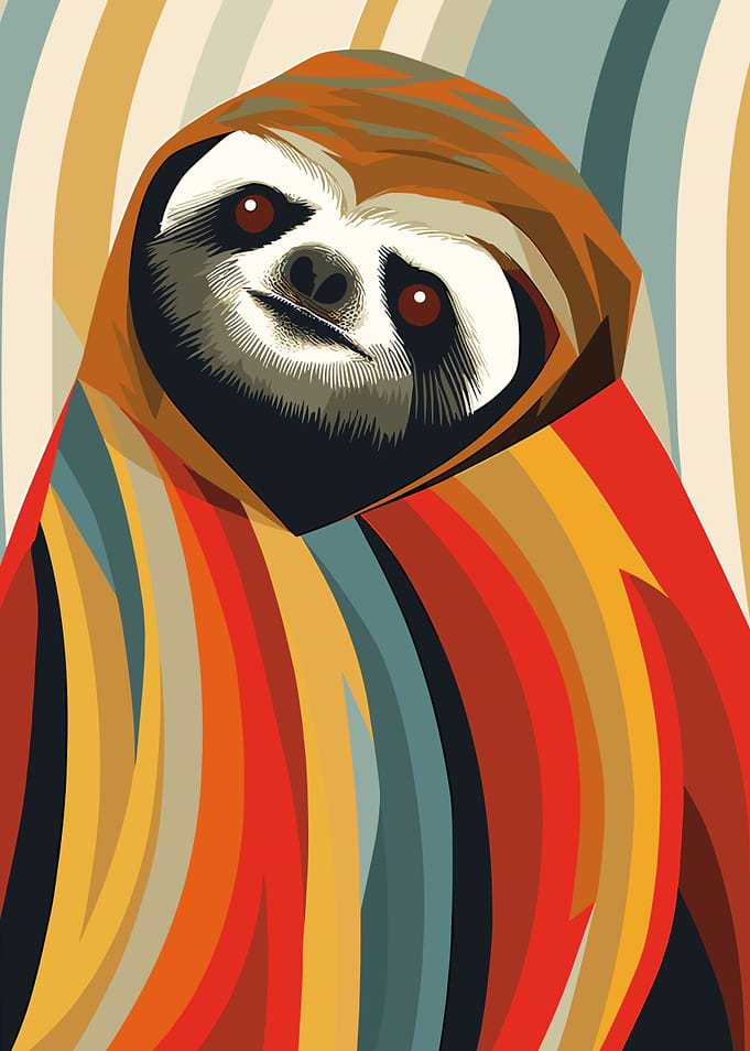 Sloth in Retro Stripes