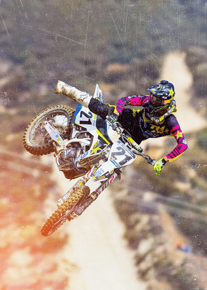 Motocross Rider in Mid-Air