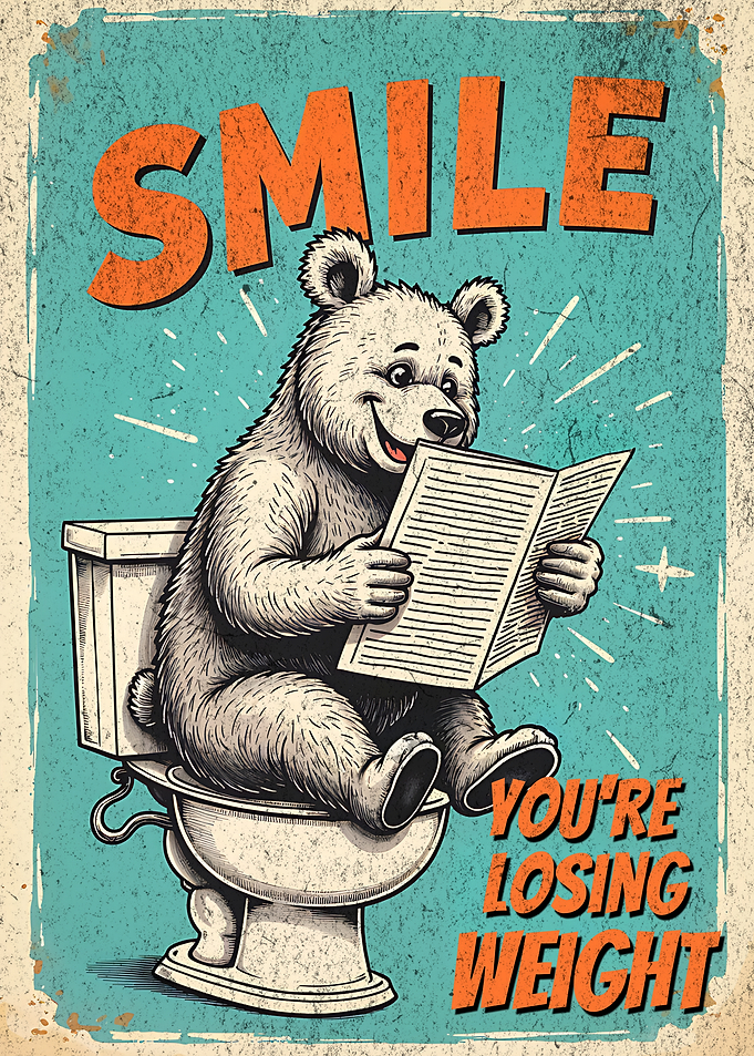 Toilet Bear Wisdom Smile You're Losing Weight