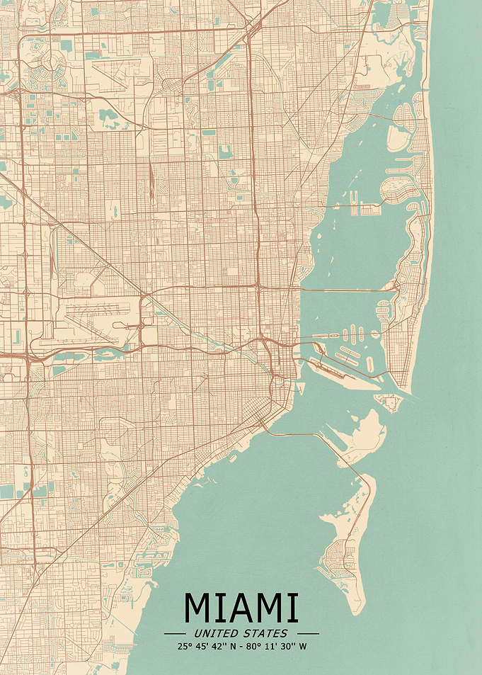 Miami Vintage Map