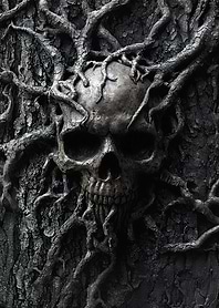 Skull Entangled in Roots