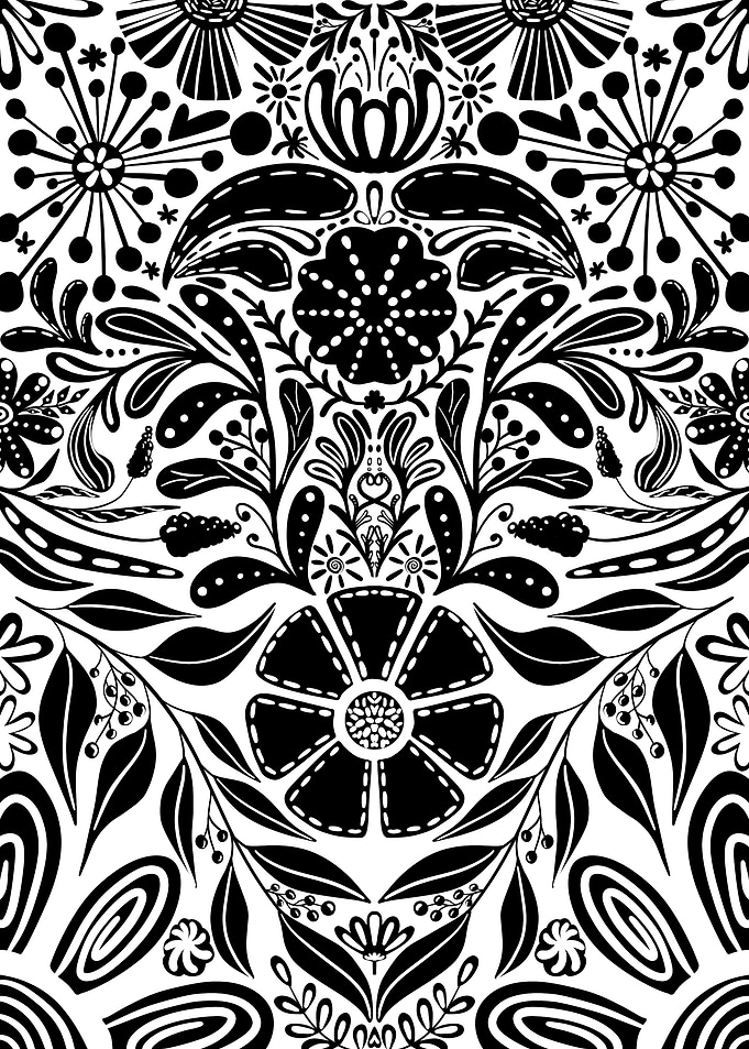 Black and White Floral Pattern