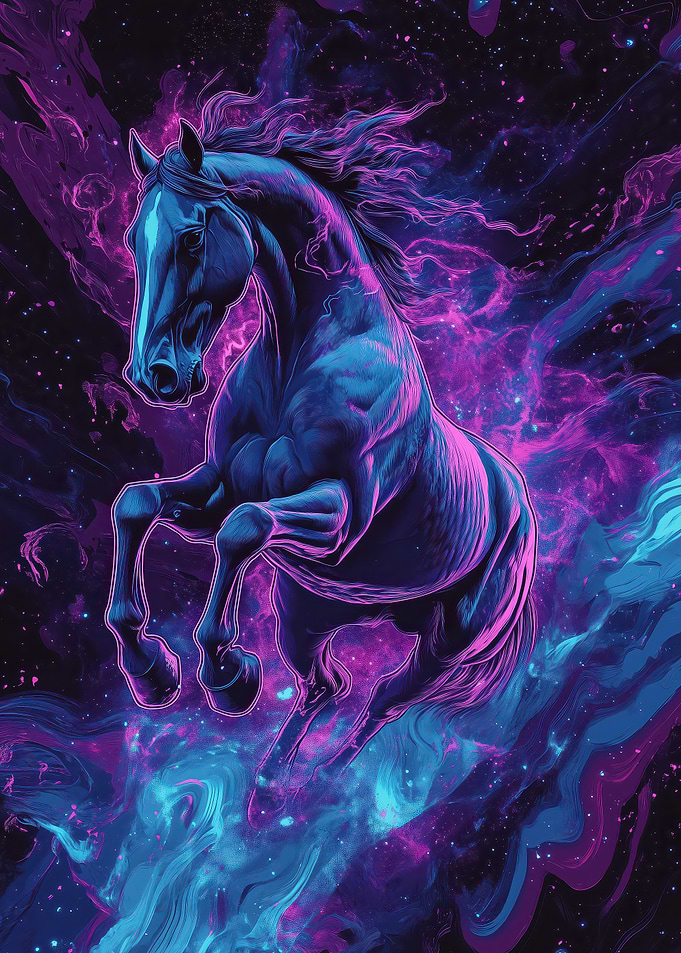 Neon Horse in Space
