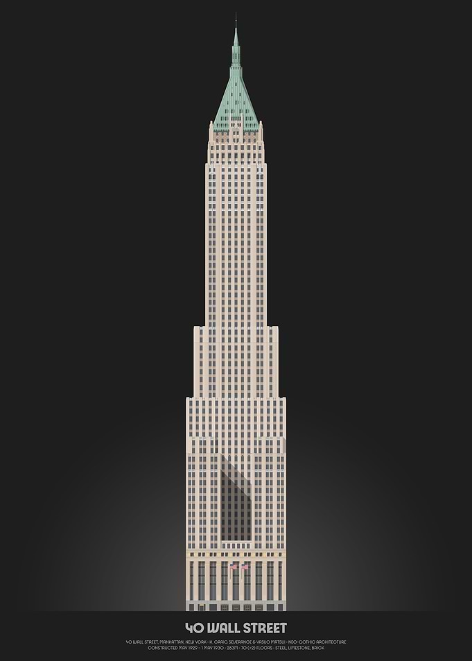 40 Wall Street Architecture Illustration