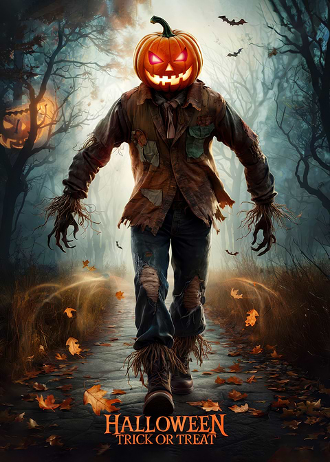 Halloween Scarecrow — metal poster wall art