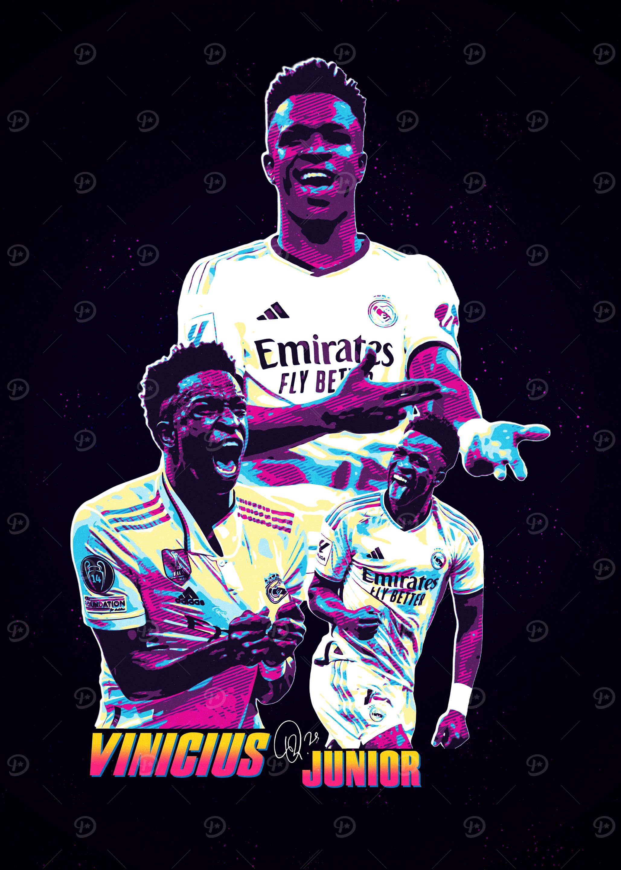 Vinicius Jr. Retro Soccer Art