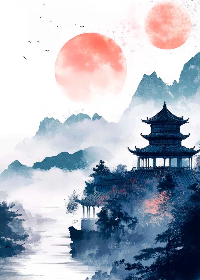 Chinese Pagoda Landscape