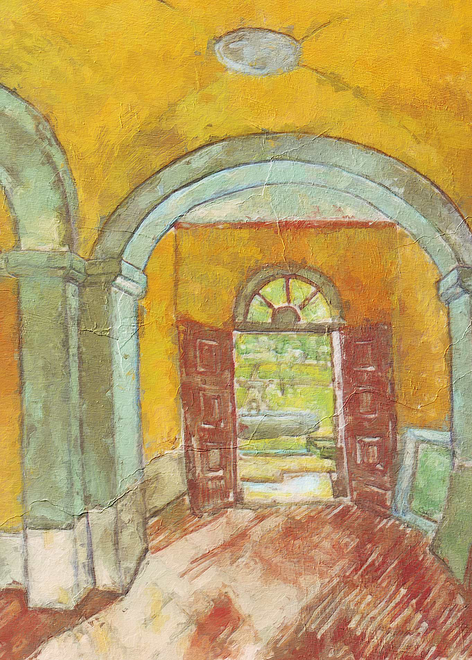 Yellow Arched Hallway