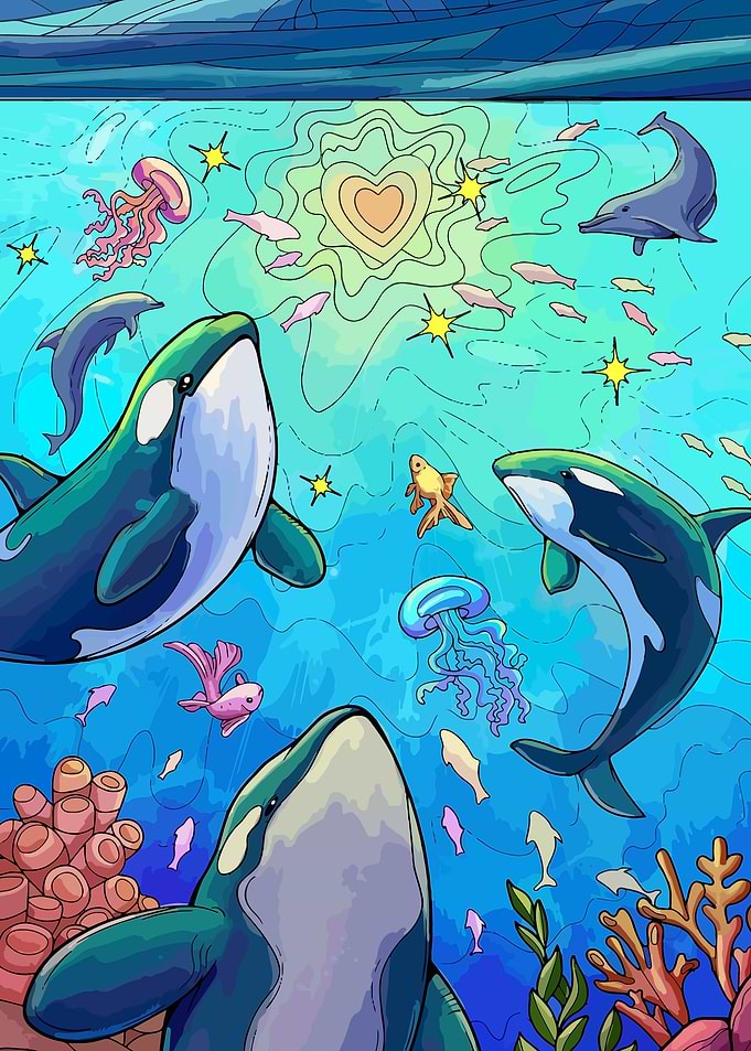 Love Orcas and Coral Reef