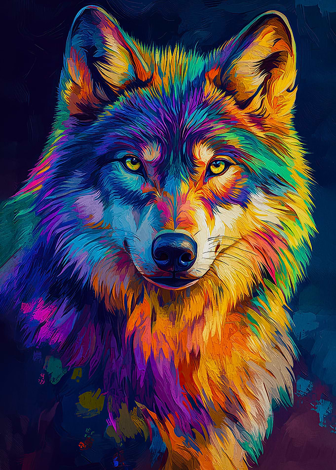 Colorful Wolf Portrait