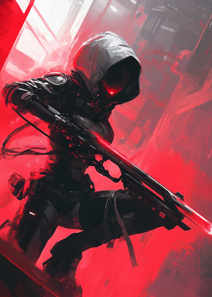 2B Cyberpunk Anime Art
