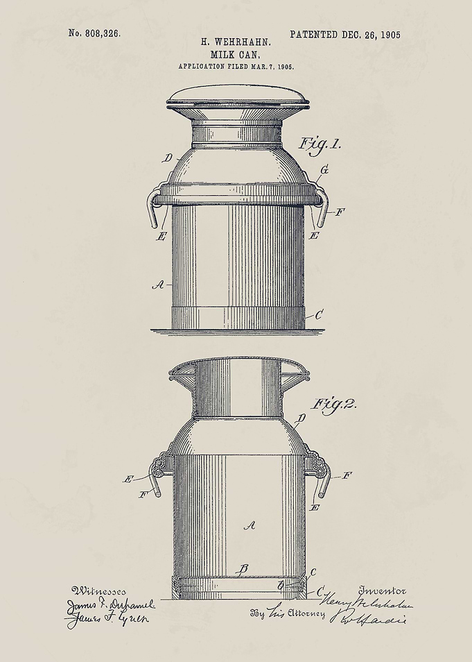 Vintage Milk Can Patent