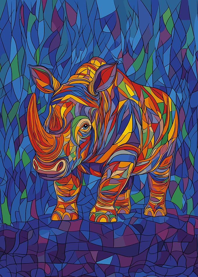 Rhino Pop Art Cubism Style