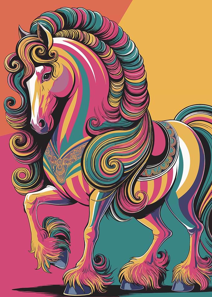 Maximalism Horse - Colorful Horse