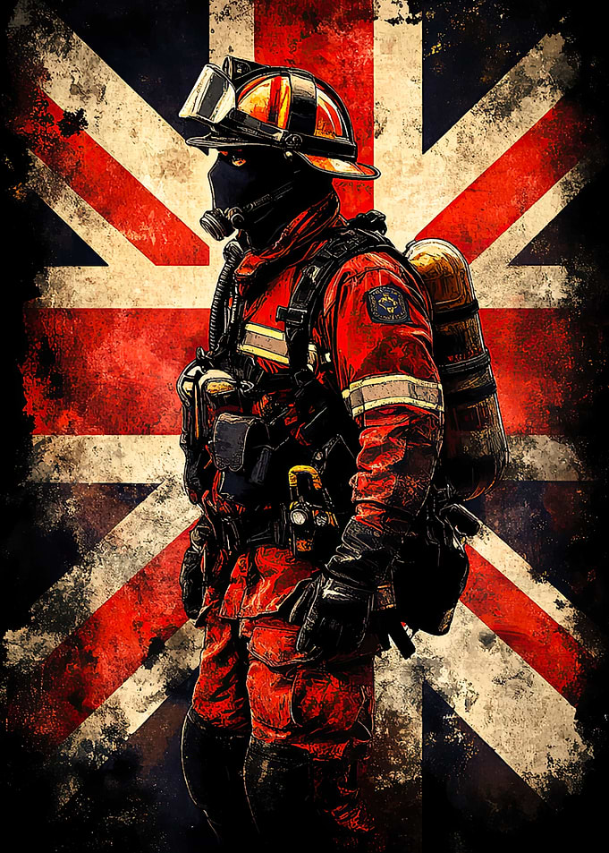 Firefighter UK Flag