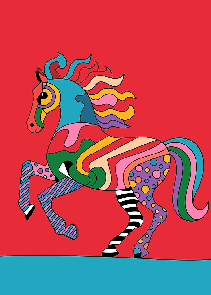 Abstract Chaotic Horse - Colorful Horse