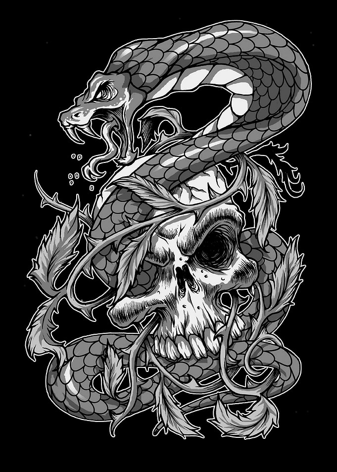 Snake and Skull Tattoo