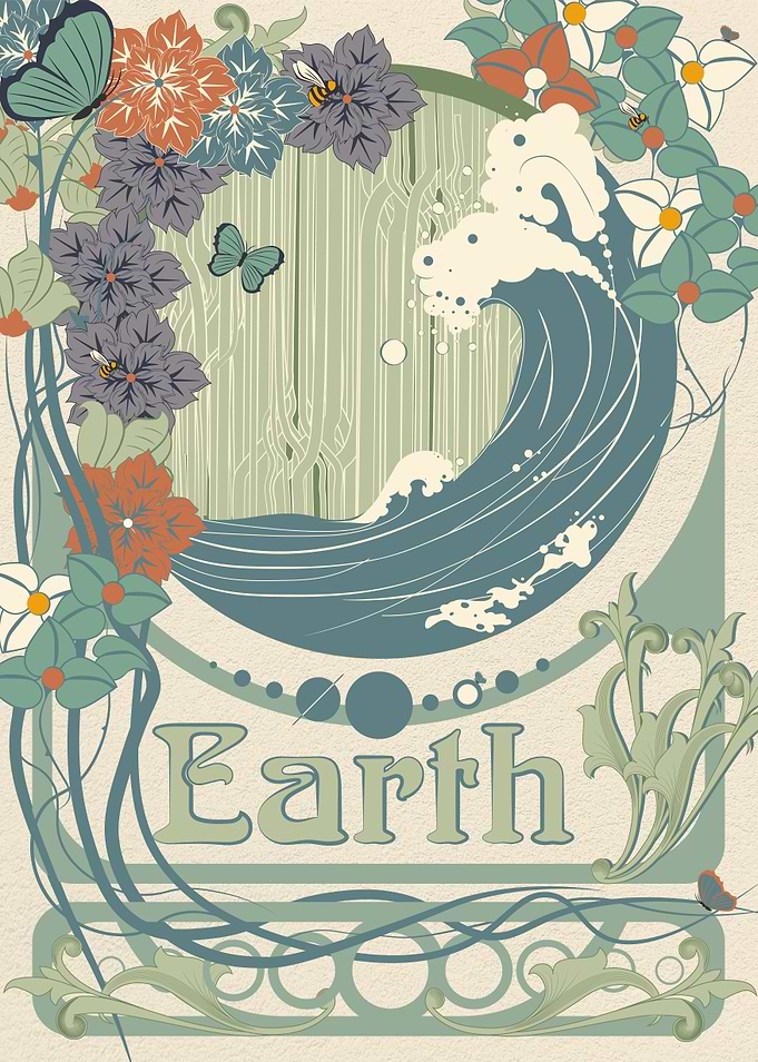 Earth - Art Nouveau Space Posters