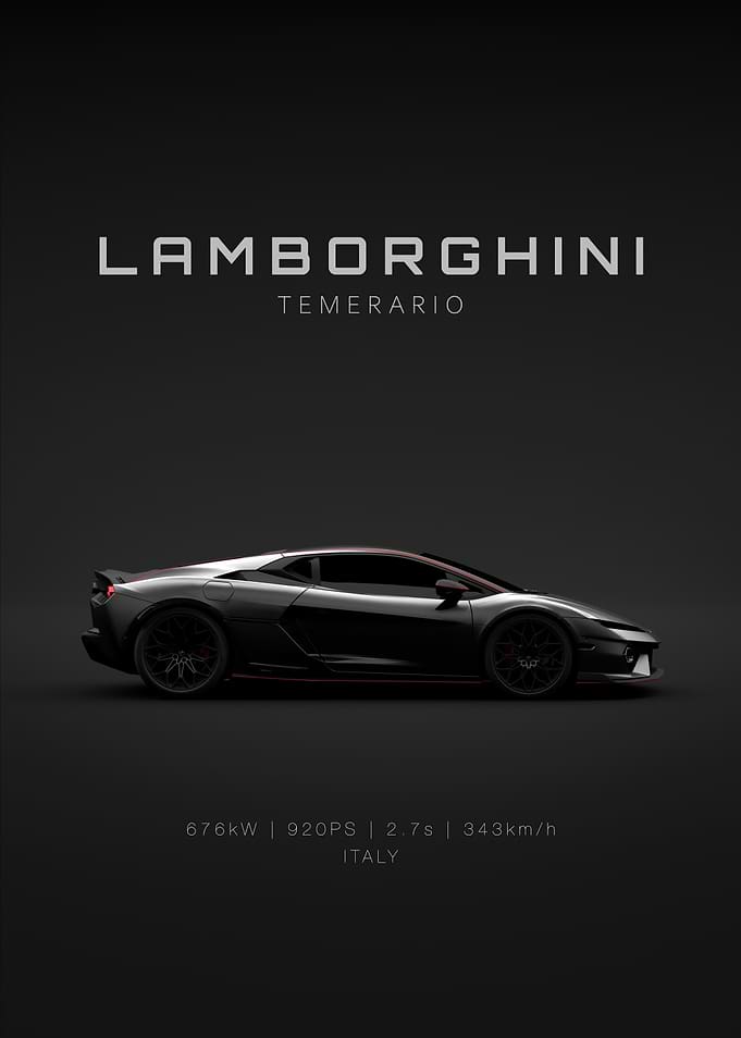 Black 2025 Lamborghini Temerario - Specs