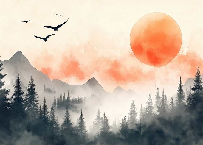 Misty Mountain Sunset