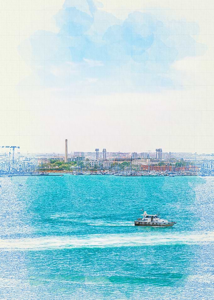 Harbor View with Boat Porto di Bari