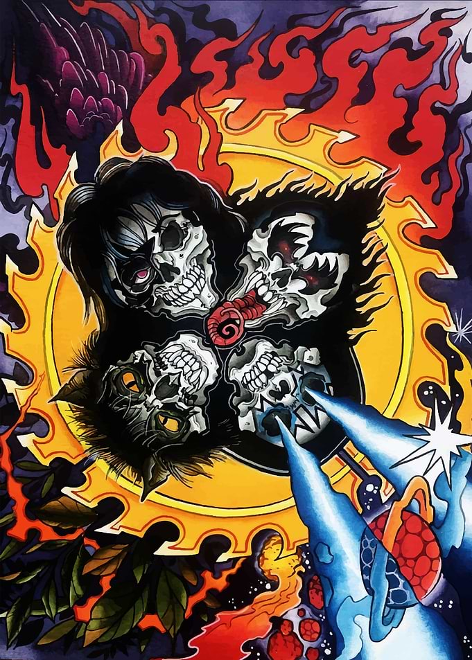 Kiss Skull Tattoo Design