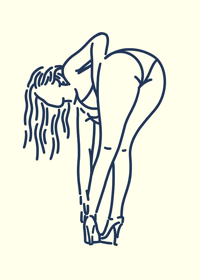 Woman in Heels Line Art