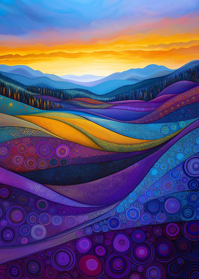 Sunset Over Abstract Hills