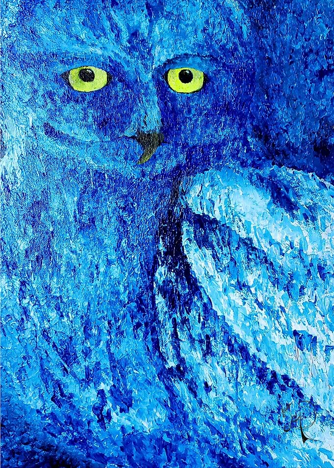 Blue Owl Painting