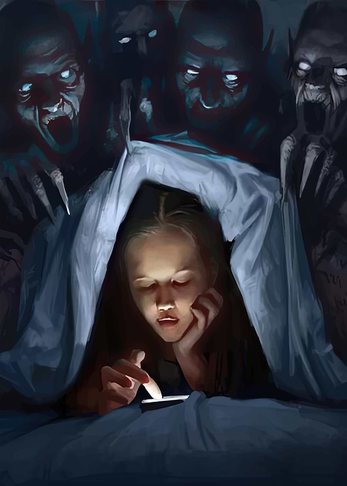 Girl Hiding from Monsters