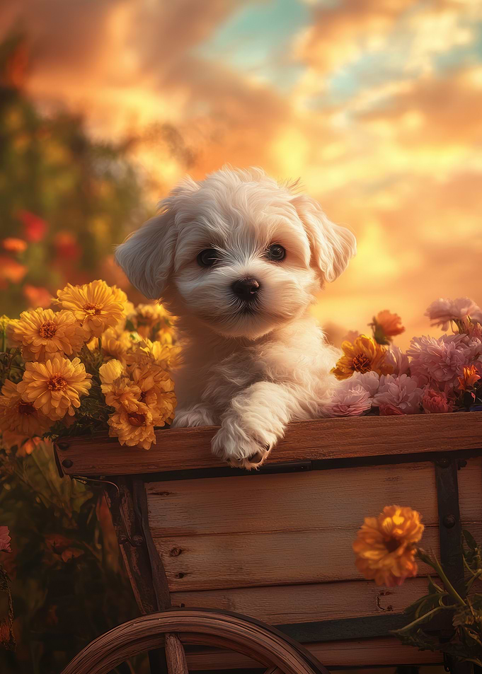 Puppy in a Wagon