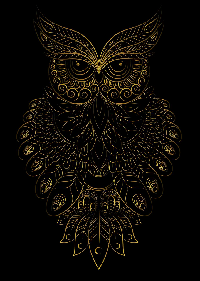 Golden Owl Mandala