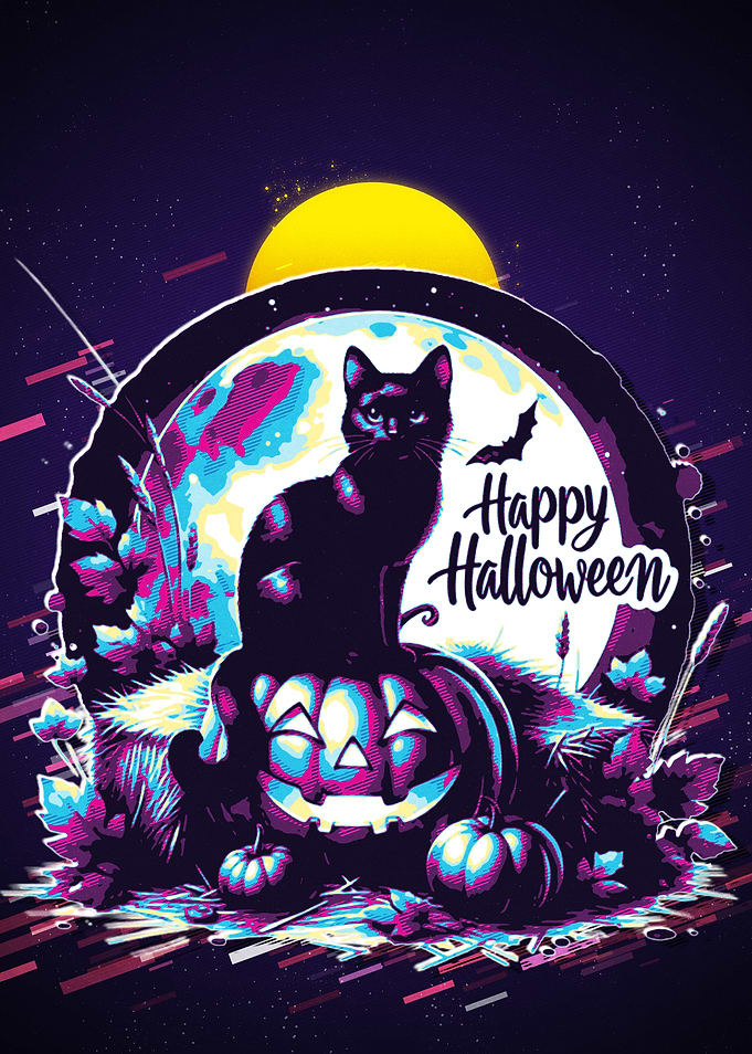 Halloween Cat & Pumpkin
