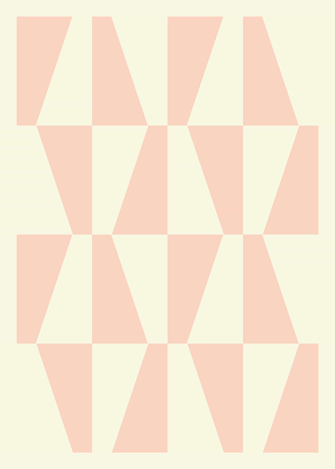 Midcentury Modern Abstract Geometric Pink and Cream Geometric Pattern