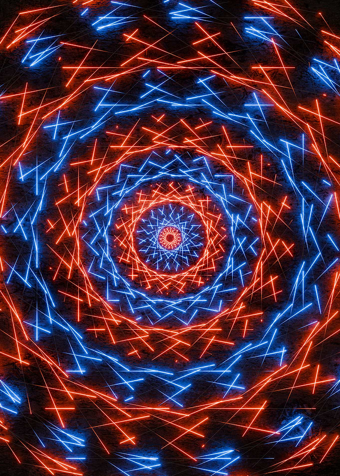 Circular Intersecting Geometric Neon Lines