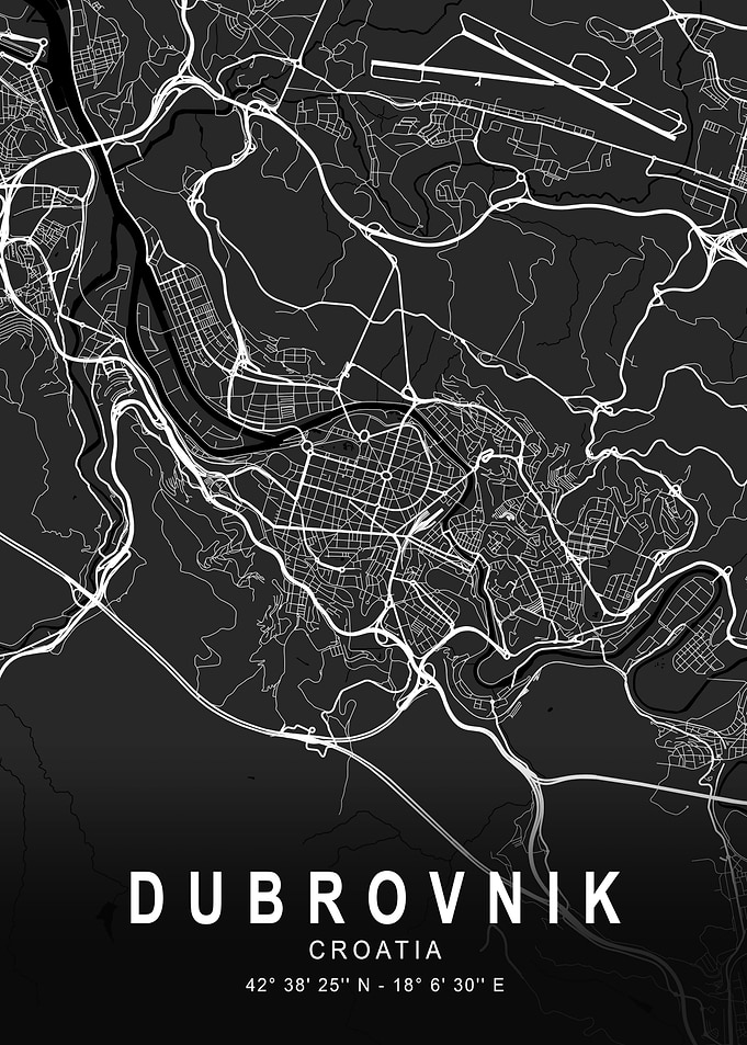 Dubrovnik Dark City Map