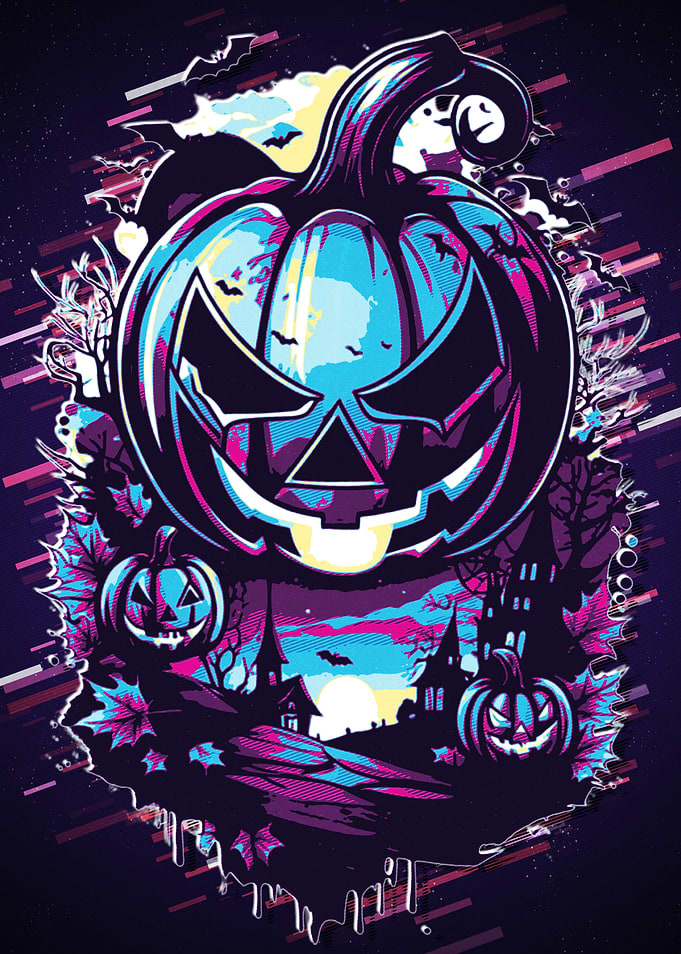 Halloween Pumpkin Glitch Art